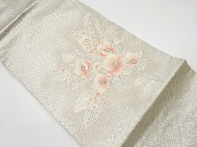 リサイクル　椿模様刺繍名古屋帯